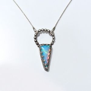 Artisan handmade sterling silver necklace Eklektika opal boho indie 925